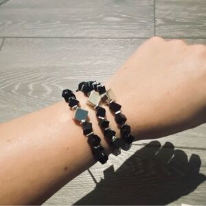 3 French Connection Bracelets. Black and Silver. NTW